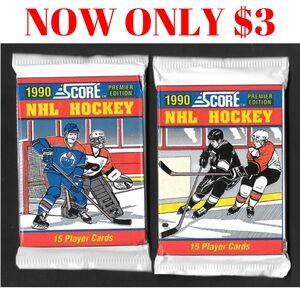 2 PACKS 1990/91 Score Premier Edition Sealed Hockey Card Pack Brodeur Rookie?